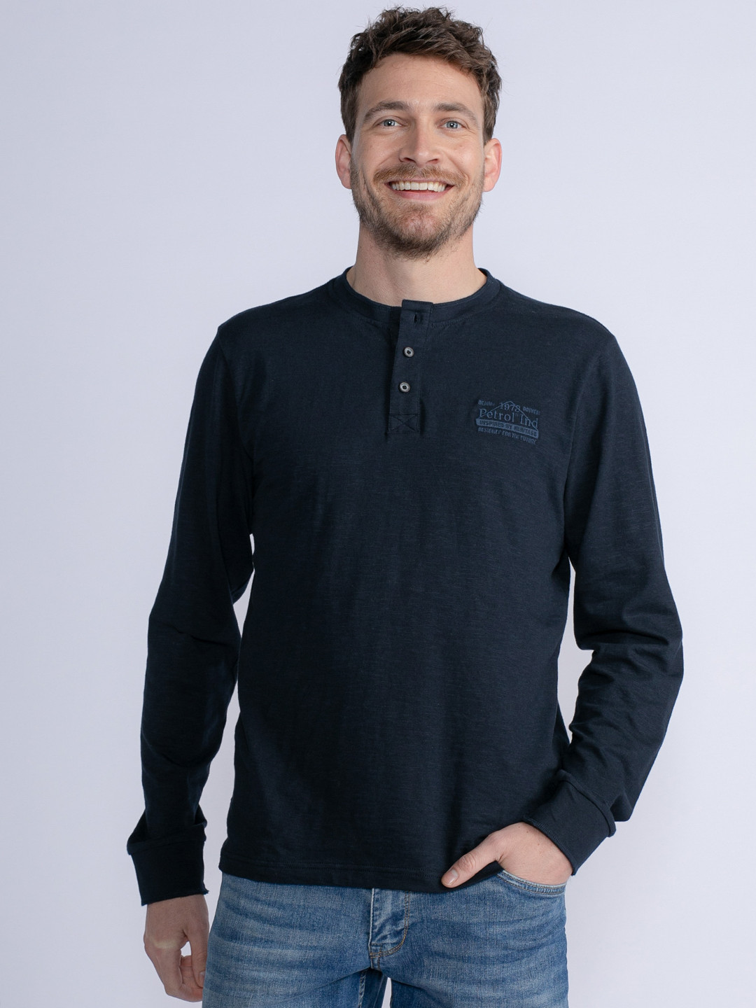 Petrol Pure Cotton Henley T-shirt