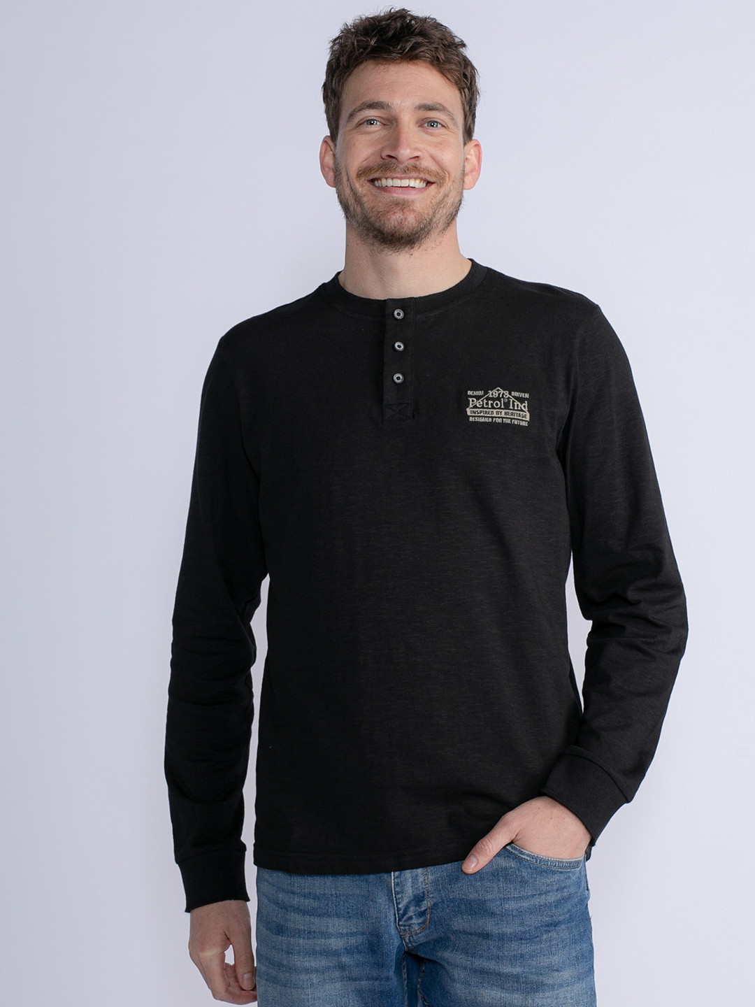Petrol Pure Cotton Henley T-shirt