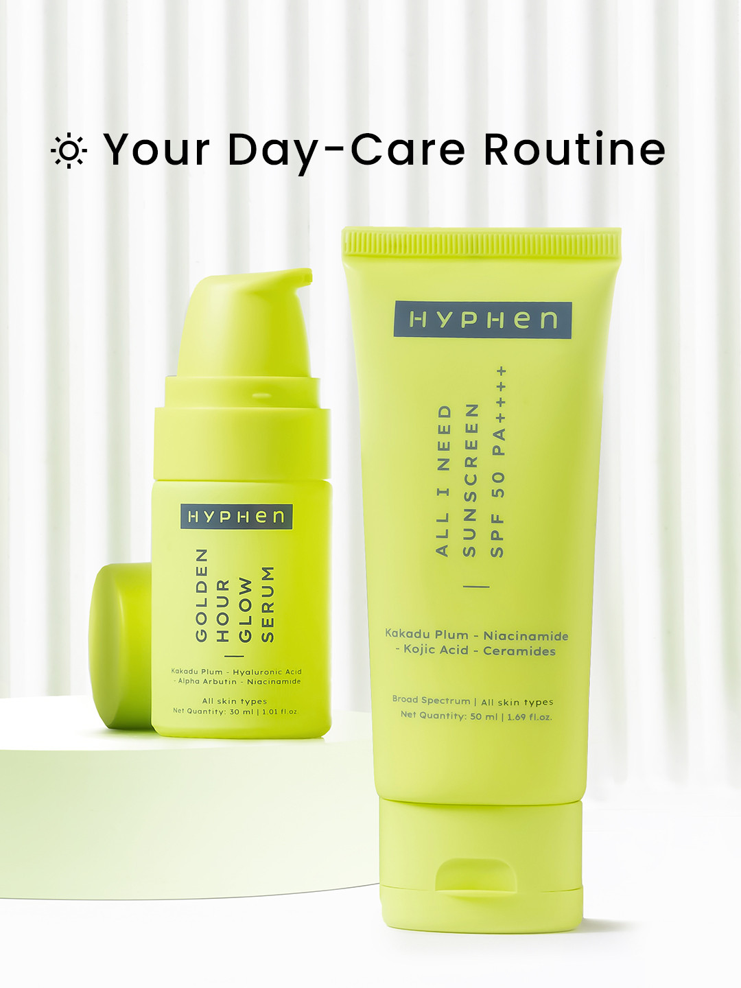 Hyphen Daily Day-Care Routine to Glow & Protect with Face Serum & Sunscreen SPF 50