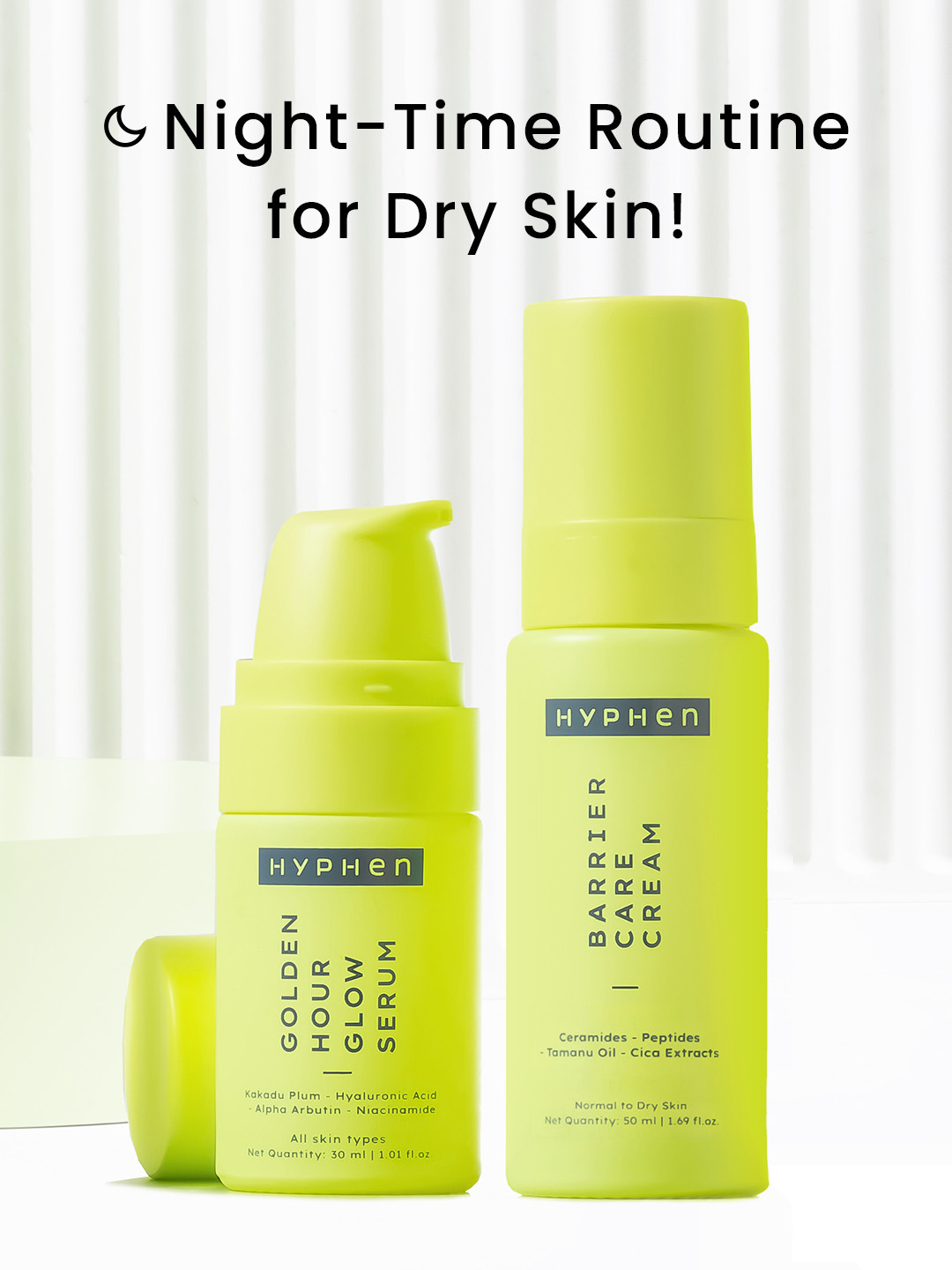 Hyphen Daily Night-Care Routine for Normal to Dry Skin with Face Serum & Face Cream