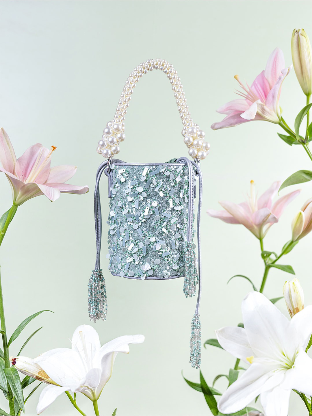 The Leather Garden Embellished Leather Potli Clutches