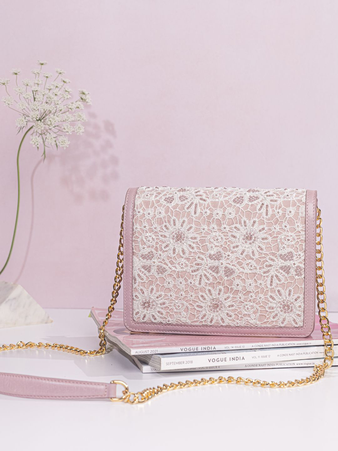 The Leather Garden Embellished Leather Structured Sling Bag