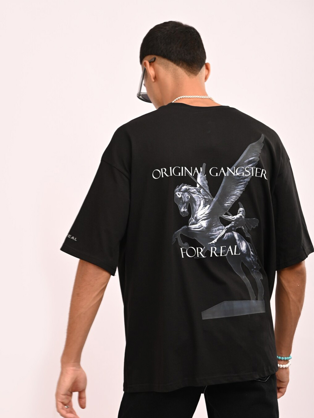 OG For Real Graphic Printed Drop-Shoulder Sleeves Oversized Cotton T-shirt