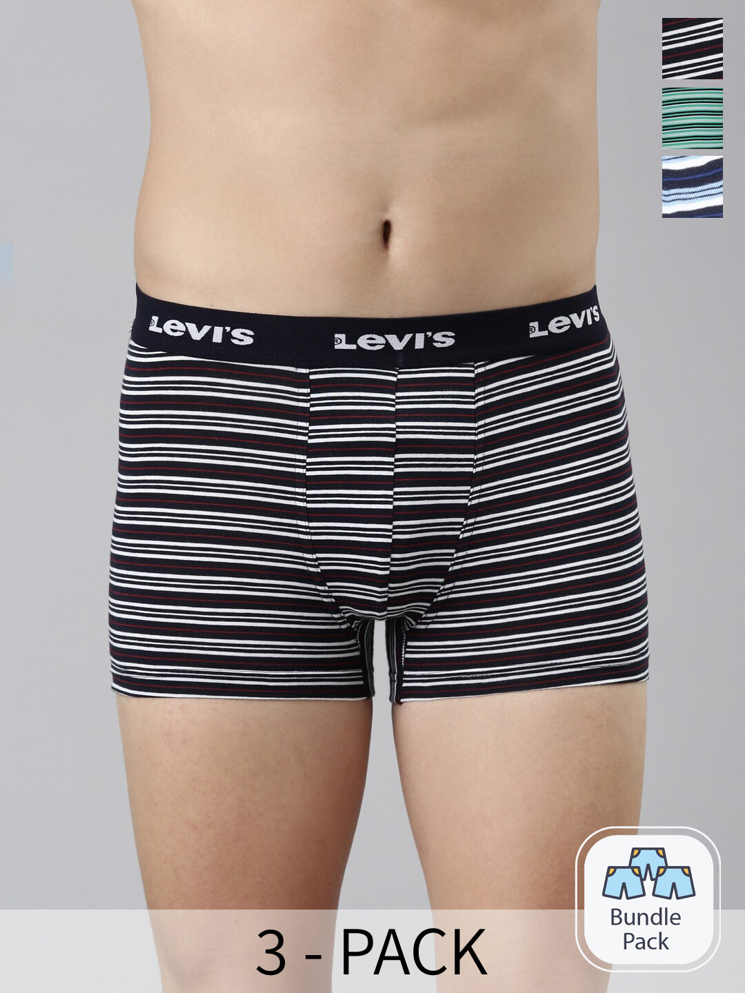 Levis Pack Of 3 Assorted Breathability Trunks 200SF006-STRP-TRNK-P3