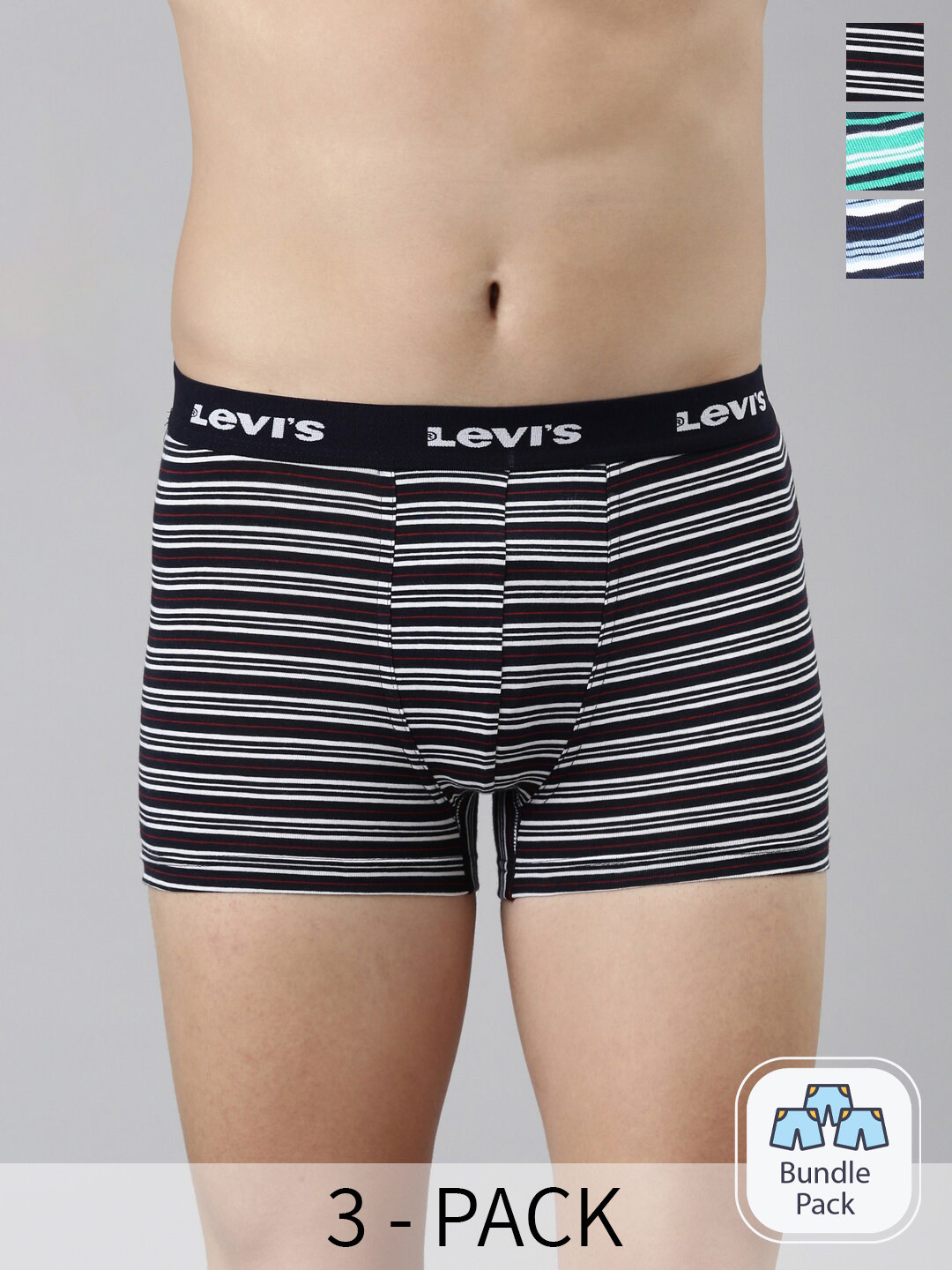 Levis Pack Of 3 Breathability Cotton Trunks 200SF006-STRP-TRNK-P3