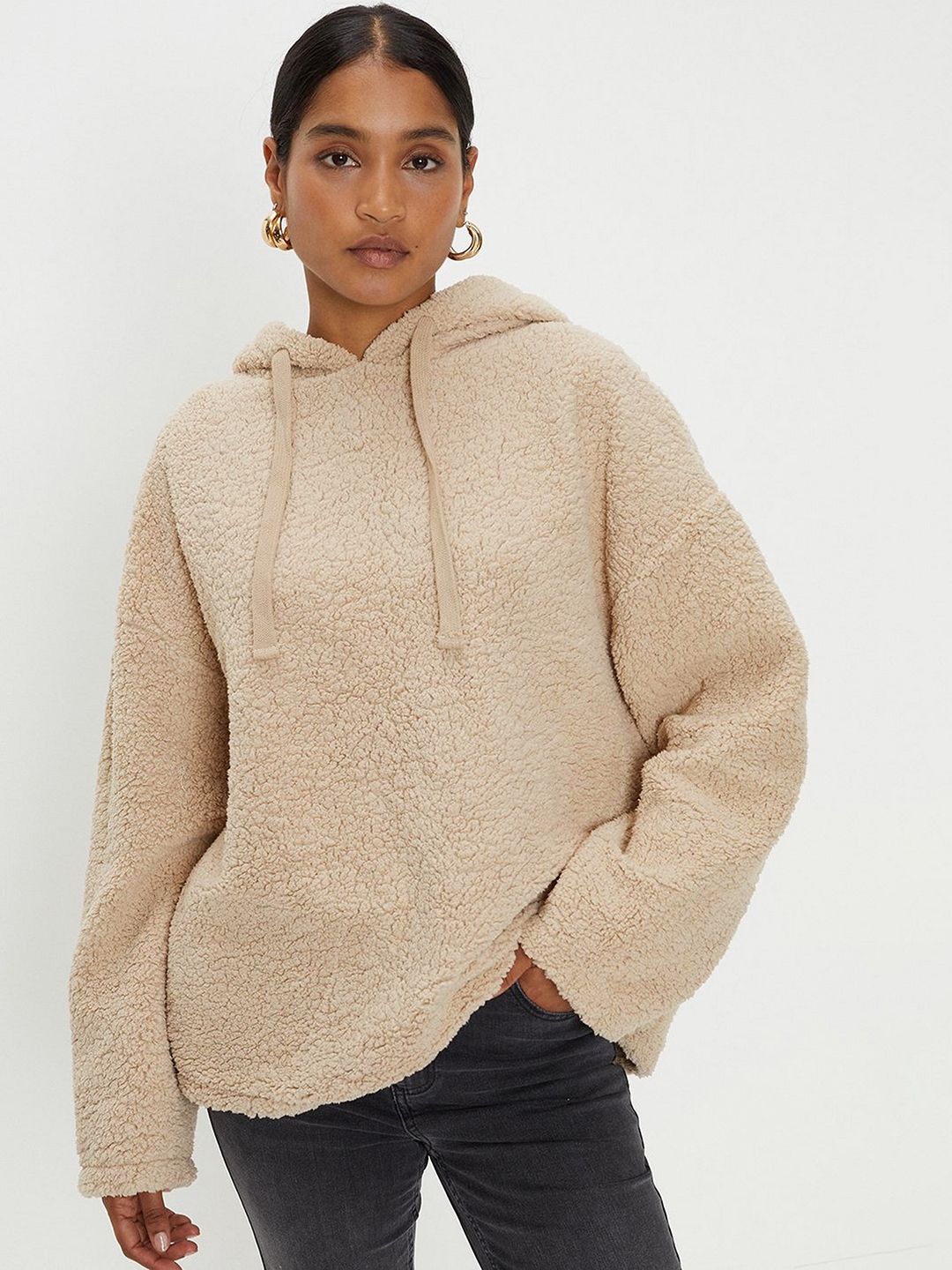 Buy DOROTHY PERKINS Sherpa Oversized Hooded Sweatshirt Sweatshirts for Women 25784394 Myntra