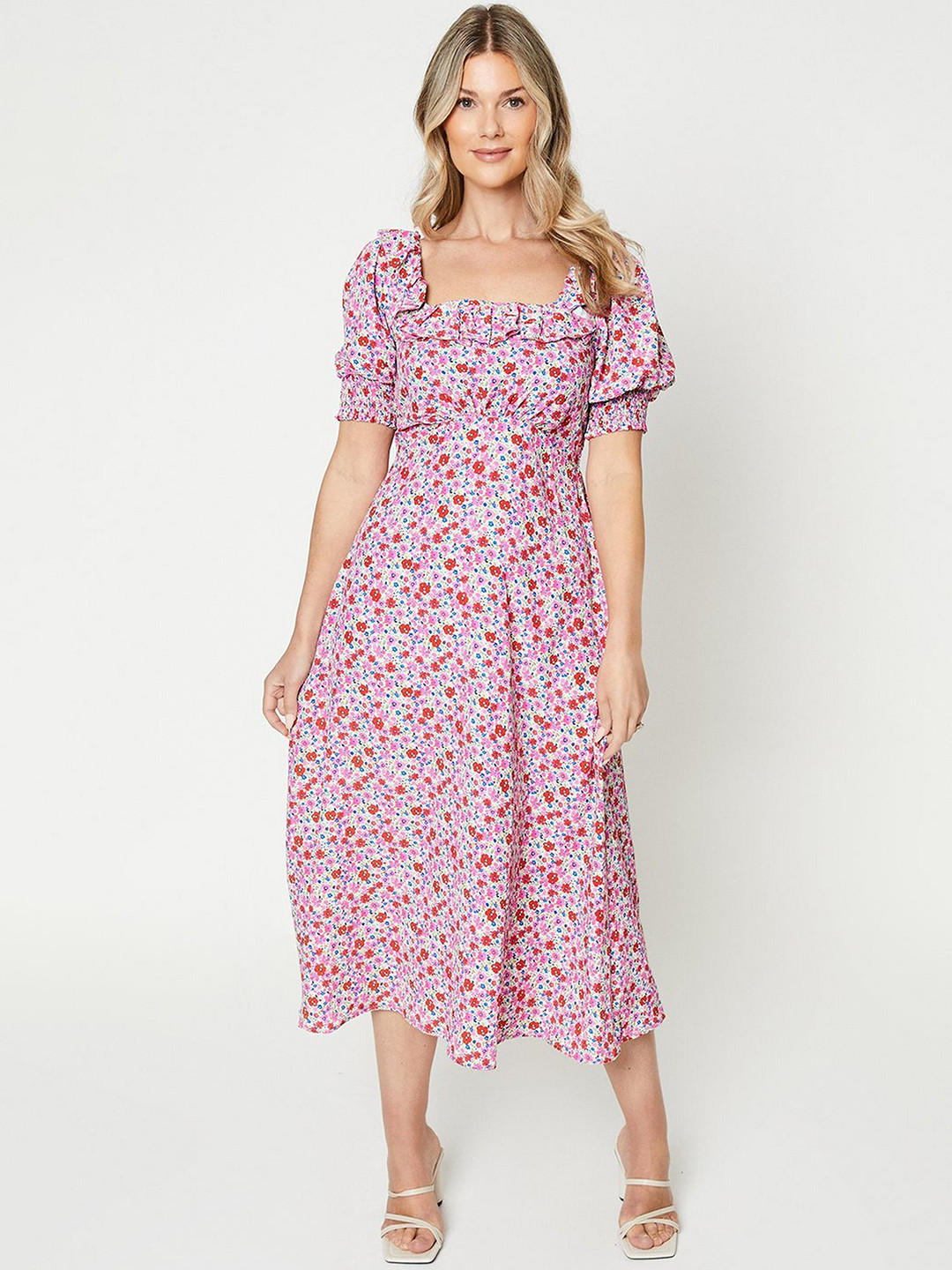 DOROTHY PERKINS Floral Print Ruffle Midi Dress