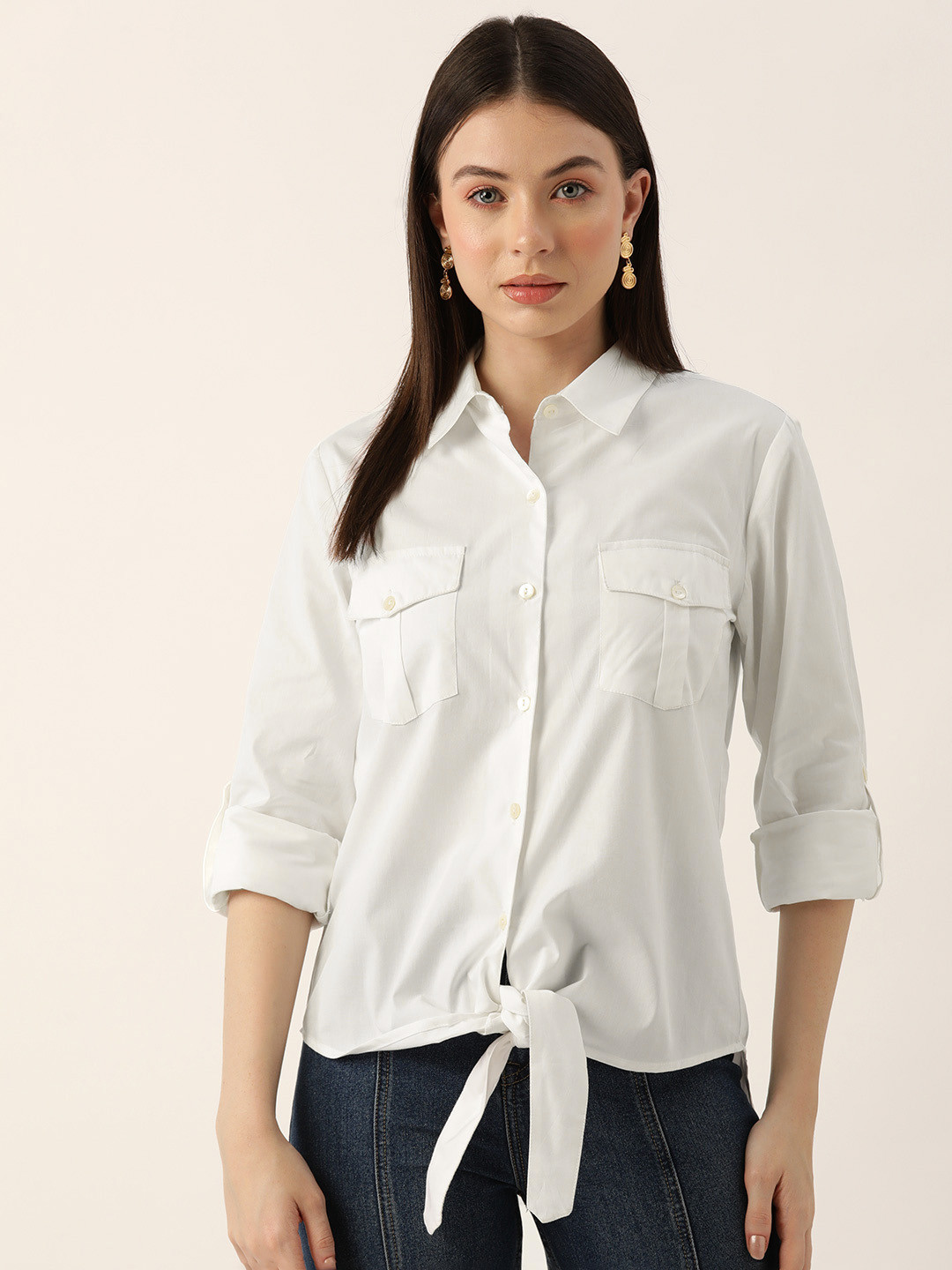 LABEL REGALIA Modern Casual Shirt with Tie-Ups Detail