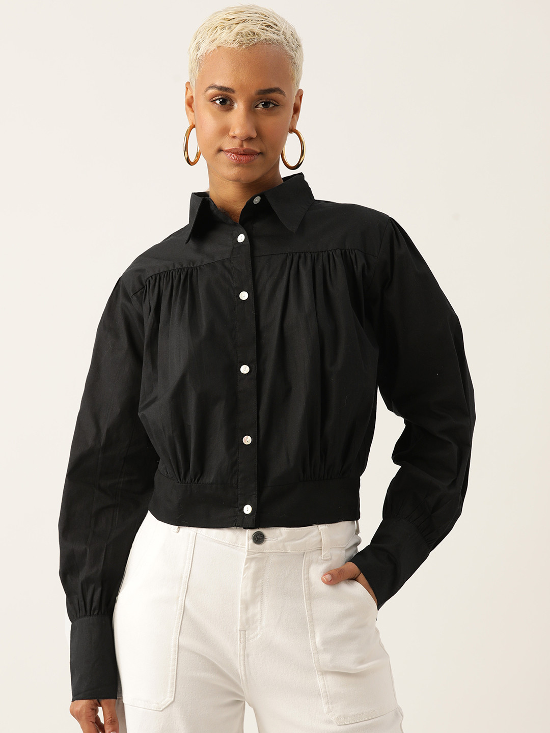 LABEL REGALIA Modern Puff Sleeves Boxy Casual Shirt