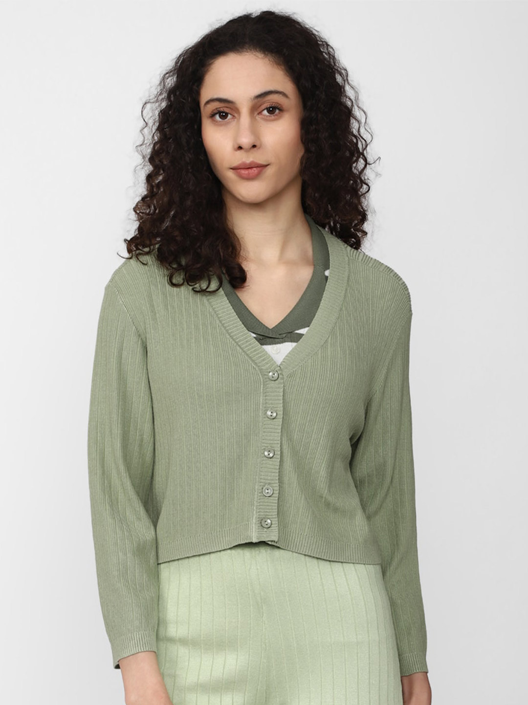 Van Heusen Woman V-Neck Crop Shirt Style Top