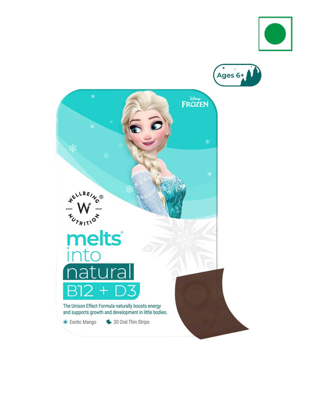 Wellbeing Nutrition Kids Melts Into Exotic Mango Natural Vitamin B12+D3 - 30 Oral Strips