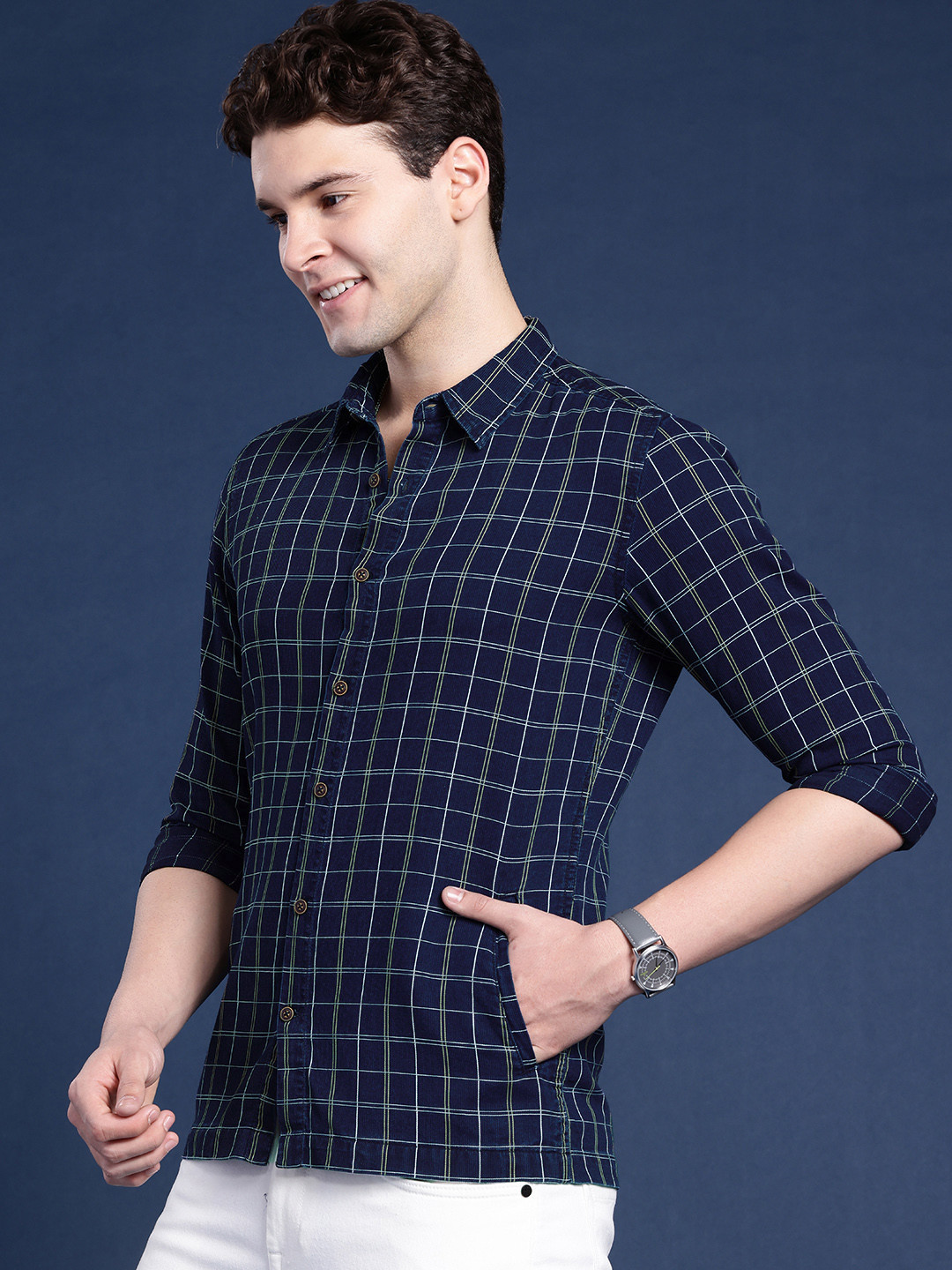 Mast & Harbour Men Checked Corduroy Shirt