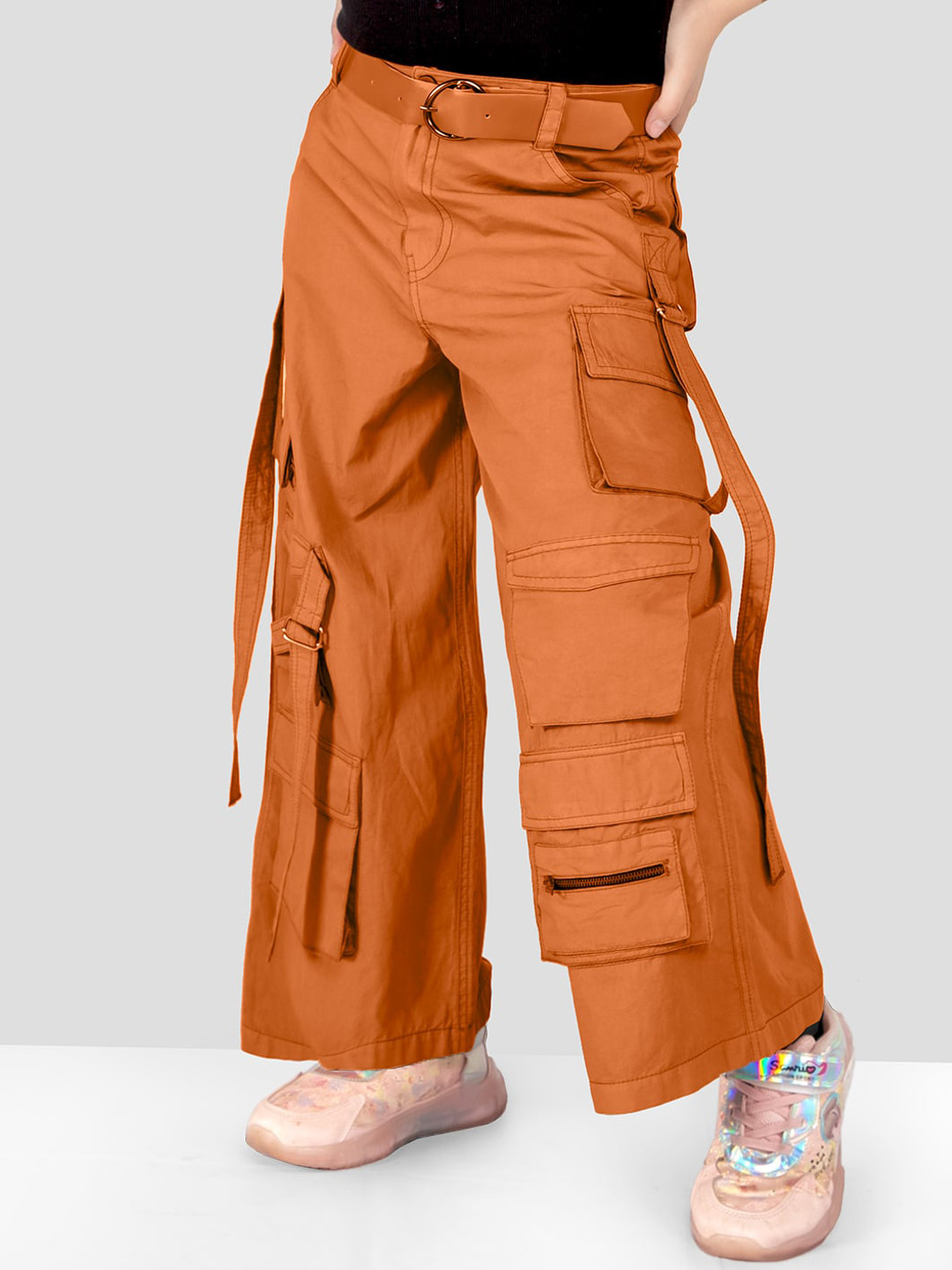 Naughty Ninos Girls Comfort Loose Fit Easy Wash Cargos Trousers