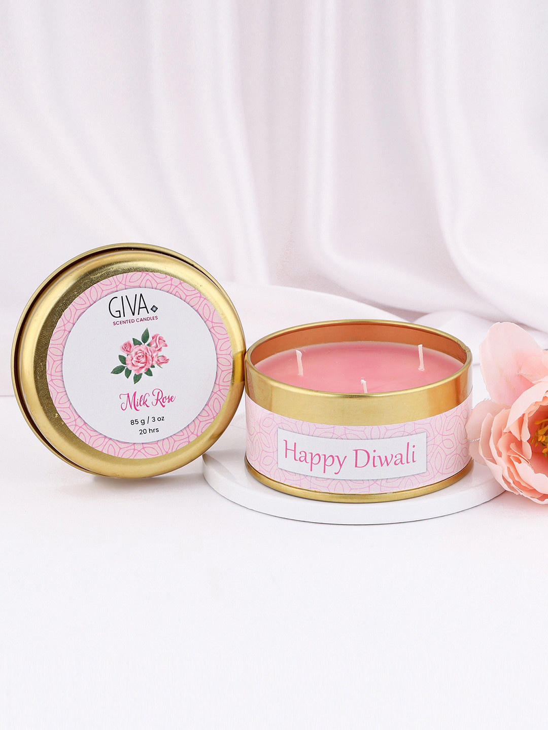GIVA Pink Milk Rose Scented Candle With Lid