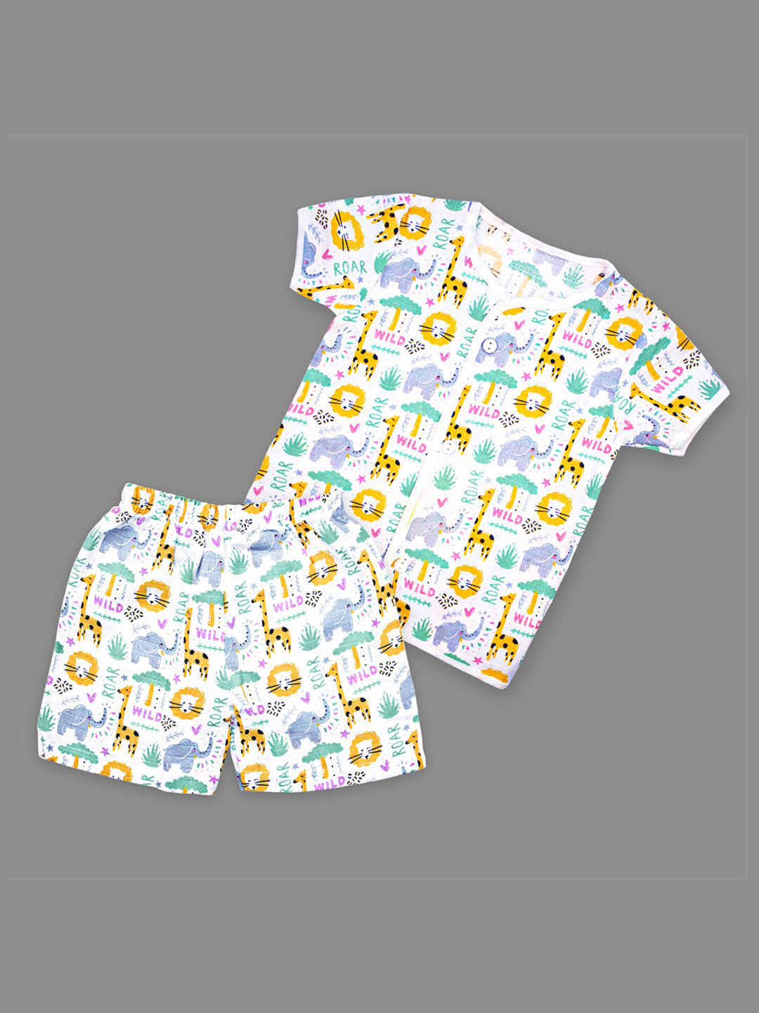 Born Babies Infant Boy Organic Cotton Printed Top with Shorts
