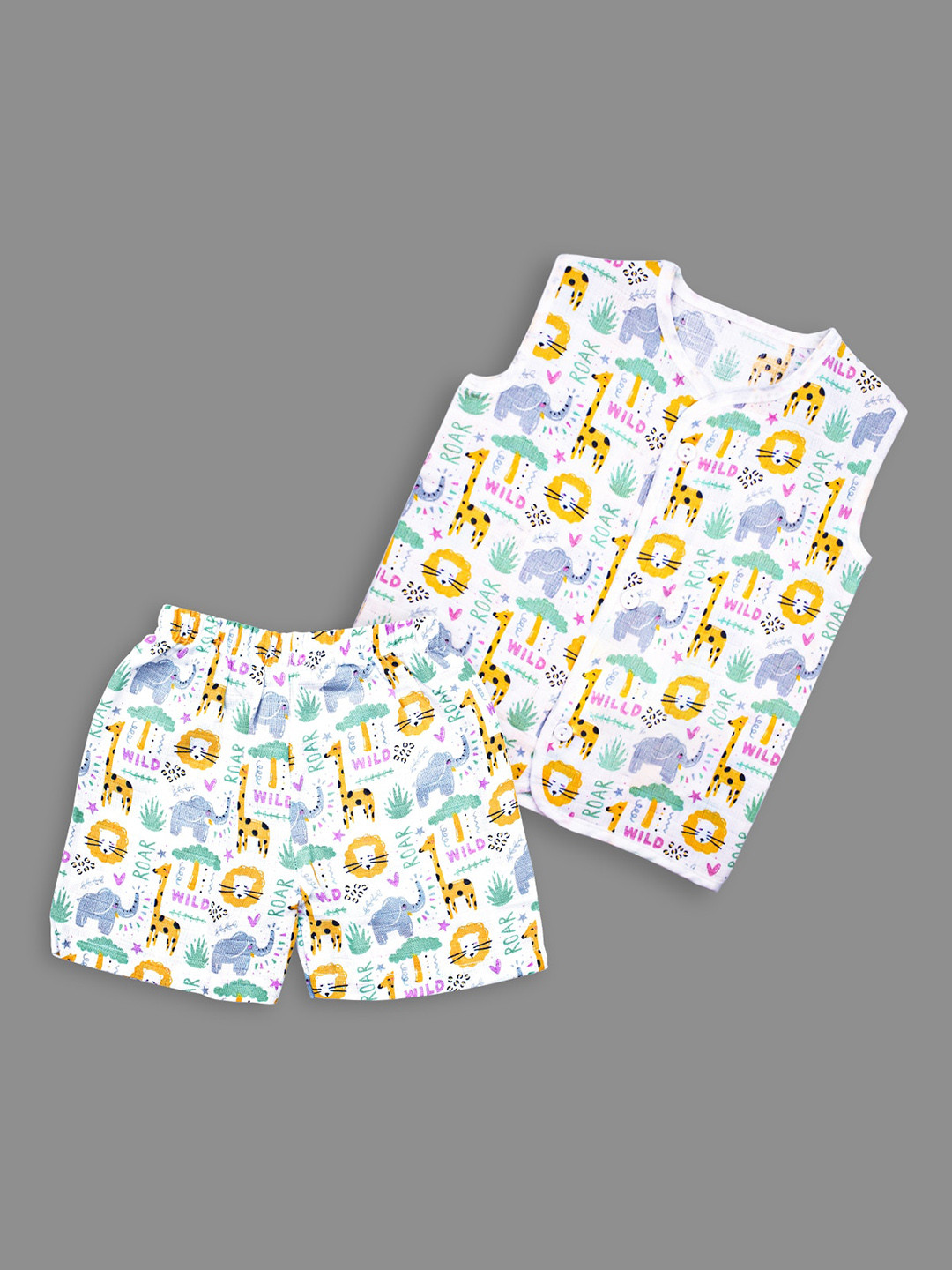 Born Babies Infants Printed Organic Cotton Top with Shorts