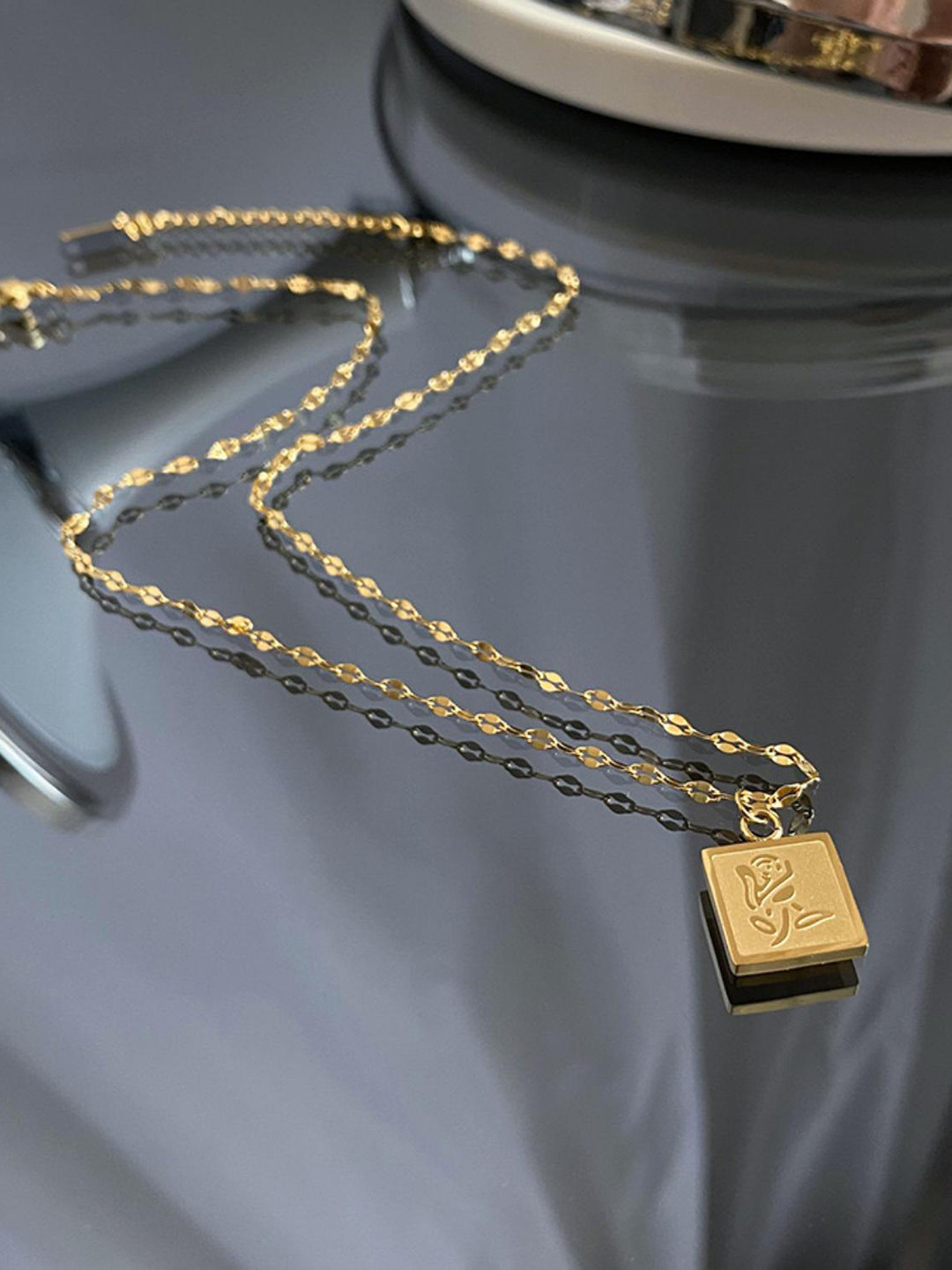 MYKI Gold-Plated Rose Pendant With Chain