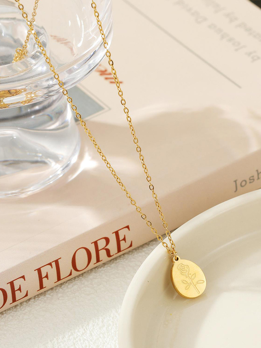 MYKI Gold-Plated Sweet Rose Pendant With Chain