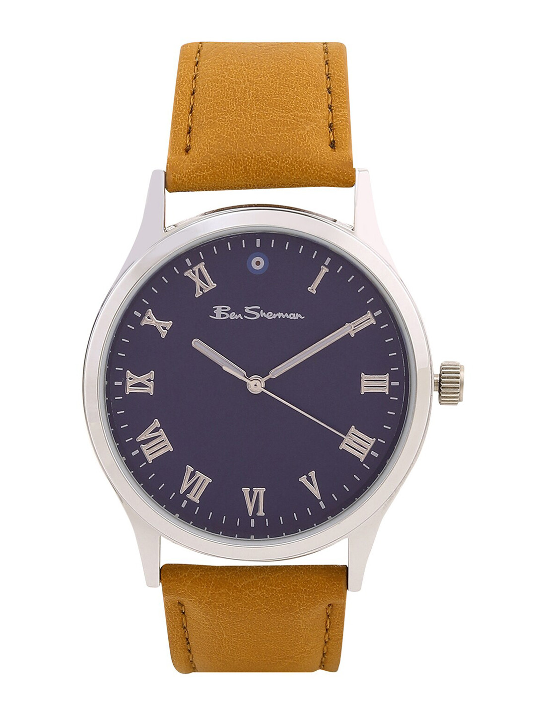 BEN SHERMAN Men Textured Dial & Leather Straps Analogue Watch BS101UT