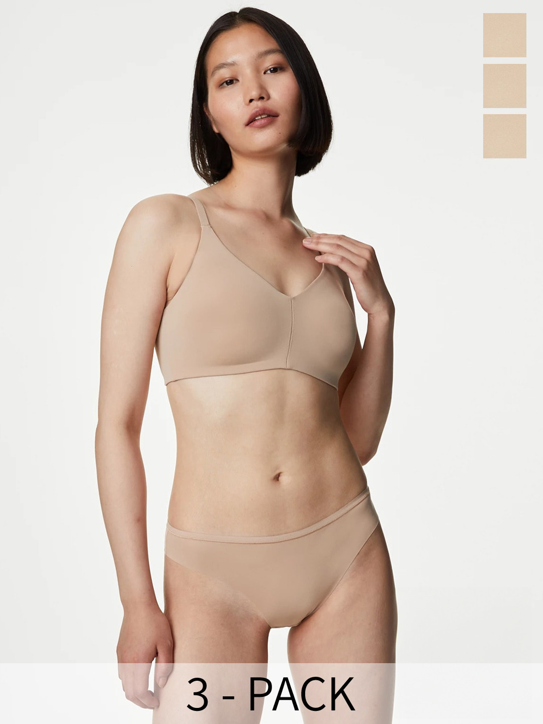 Marks & Spencer Pack Of 3 Bikini Briefs T614053TROSE QUARTZ