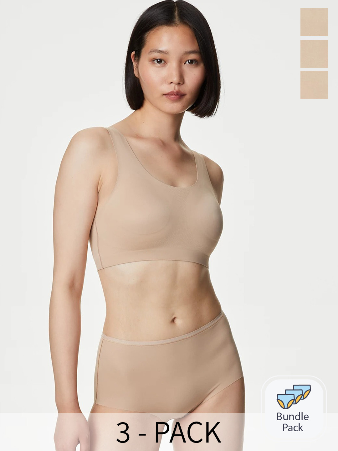 Marks & Spencer Pack Of 3 Basic Ribbed Briefs T614053EROSE QUARTZ