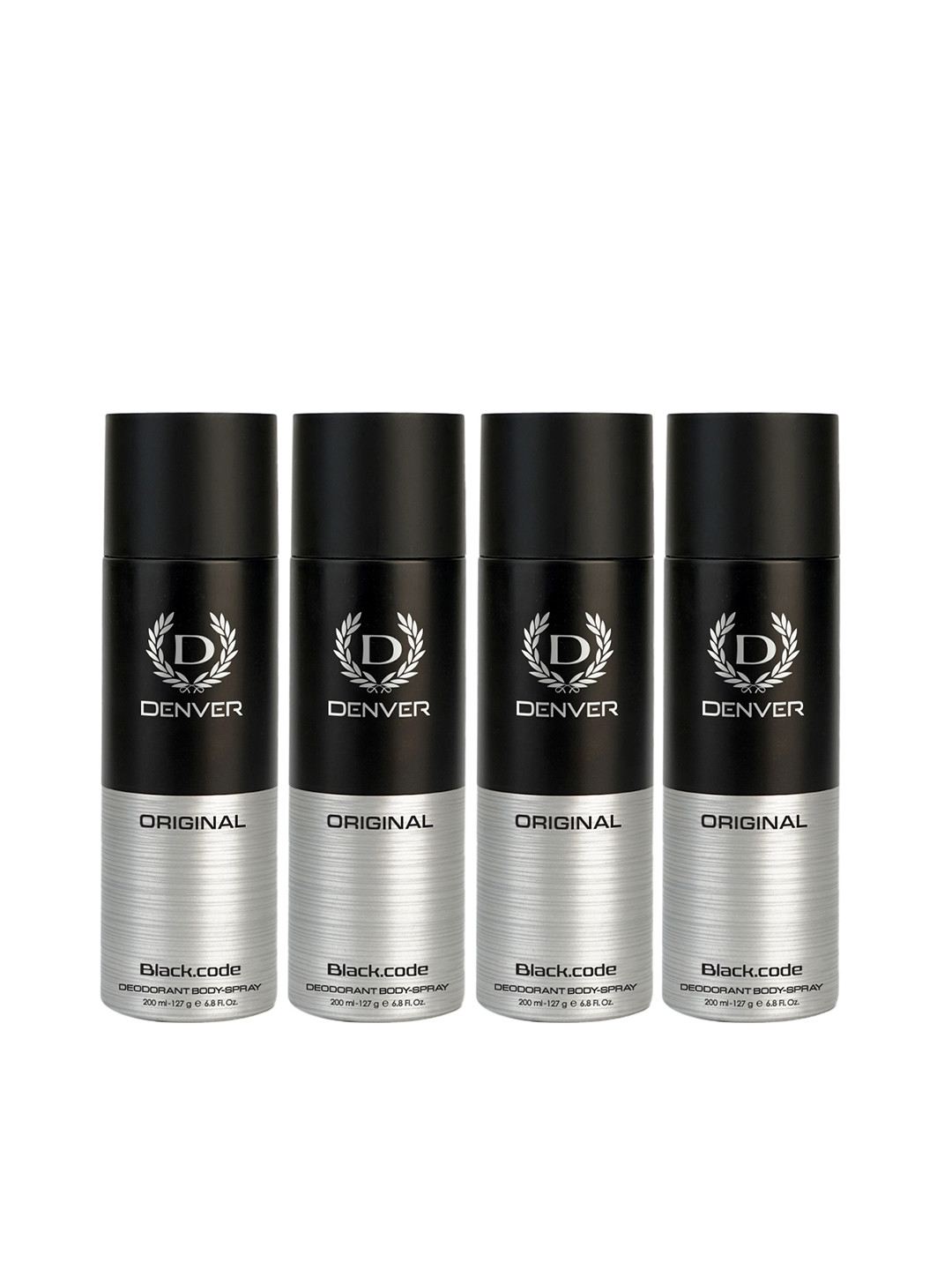 Denver Men Set of 4 Original Black.code Deodorant Body Spray - 127g (200ml) each