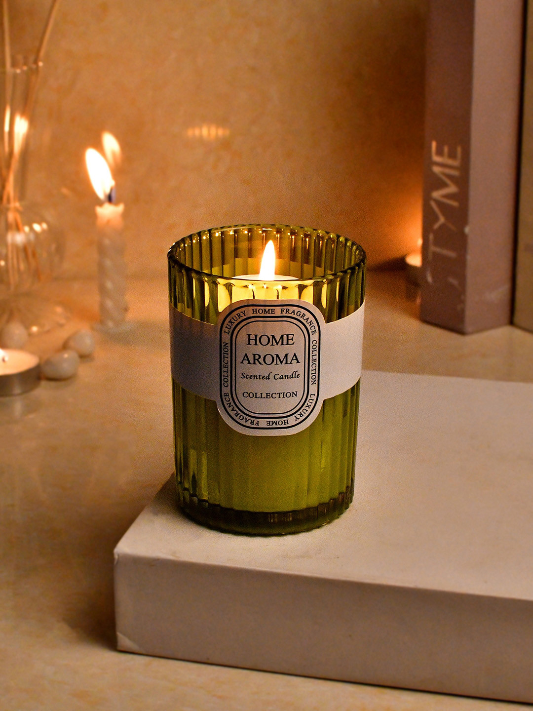 TAYHAA Home Aroma Scented 1 Wick Striped Geometric Regular Jar Candles