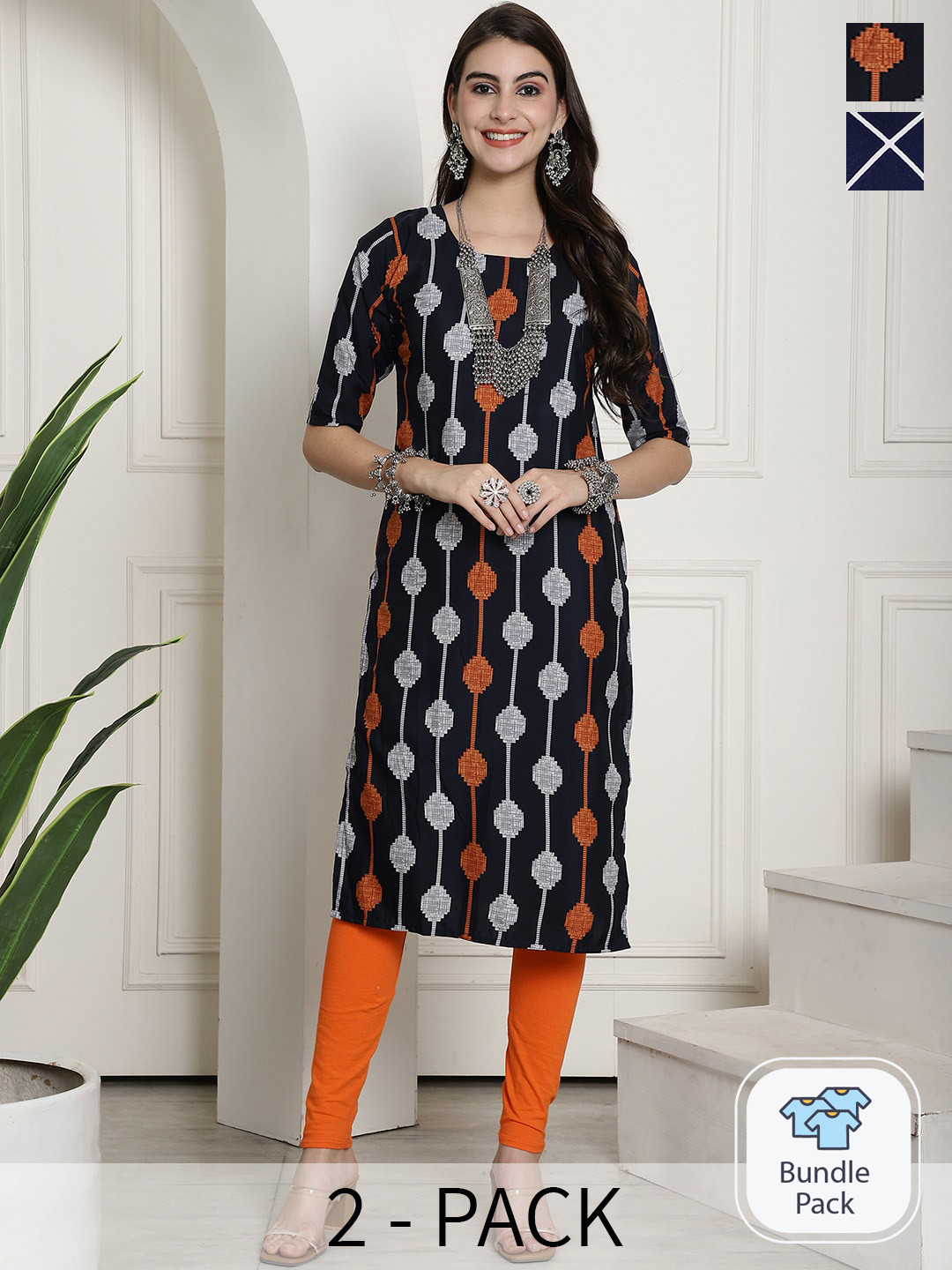 7Threads Selection Of 2 Ethnic Motifs Printed Summer Sheers Crepe Kurta