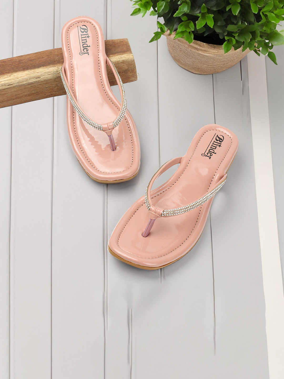 BLINDER Embellished Open Toe Flats