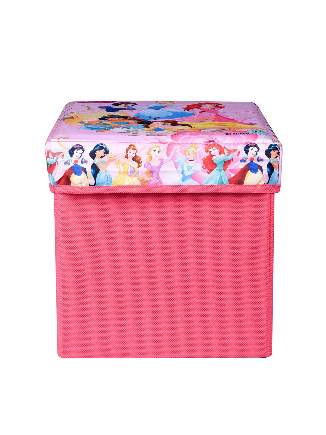 Kuber Industries Pink & Blue Kids Disney Printed Foldable Storage Sitting Stool Organiser