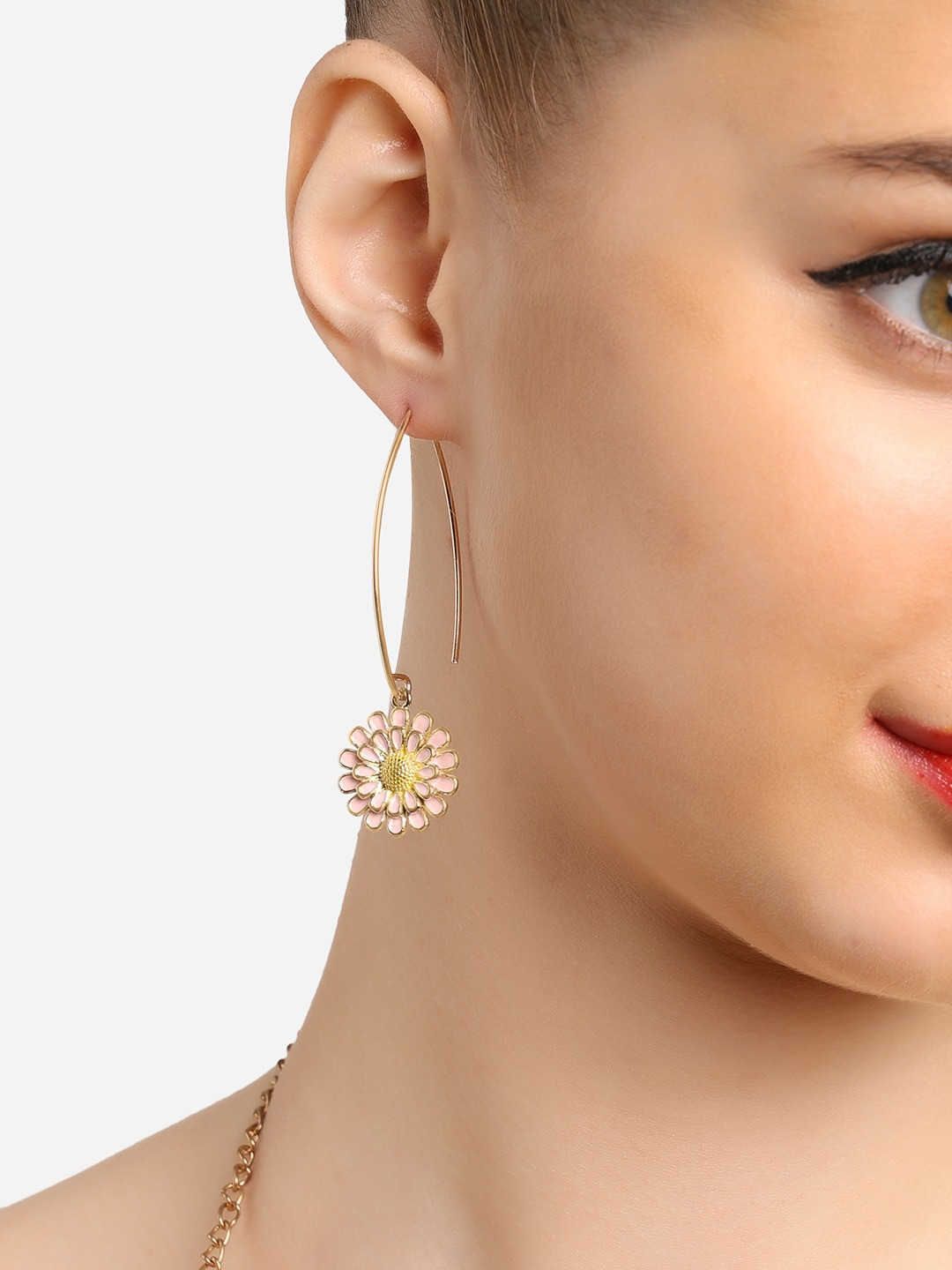 Zaveri Pearls Daisy Flower Drop Earrings