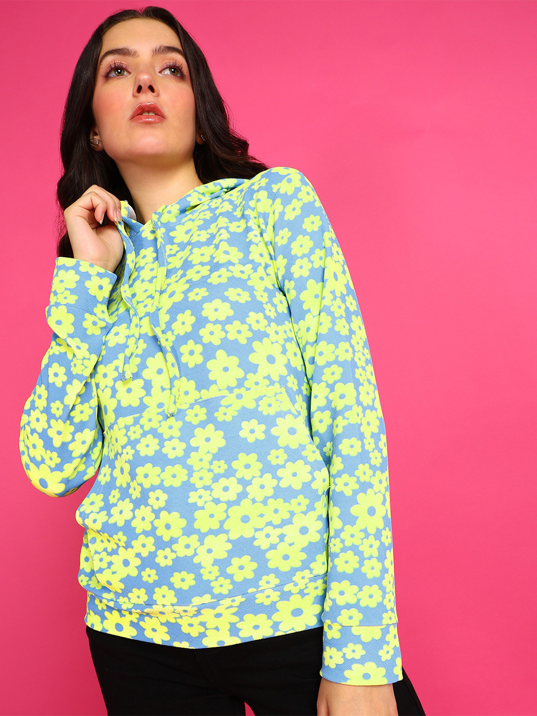 Popwings Floral Printed Hooded Pullover