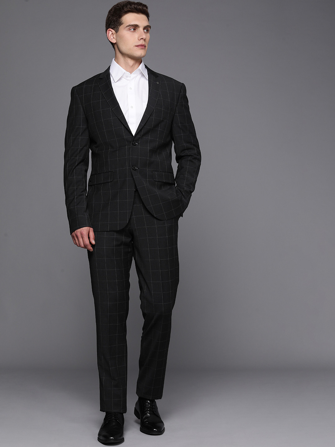 Louis Philippe Men Checked Slim Fit Formal Suits