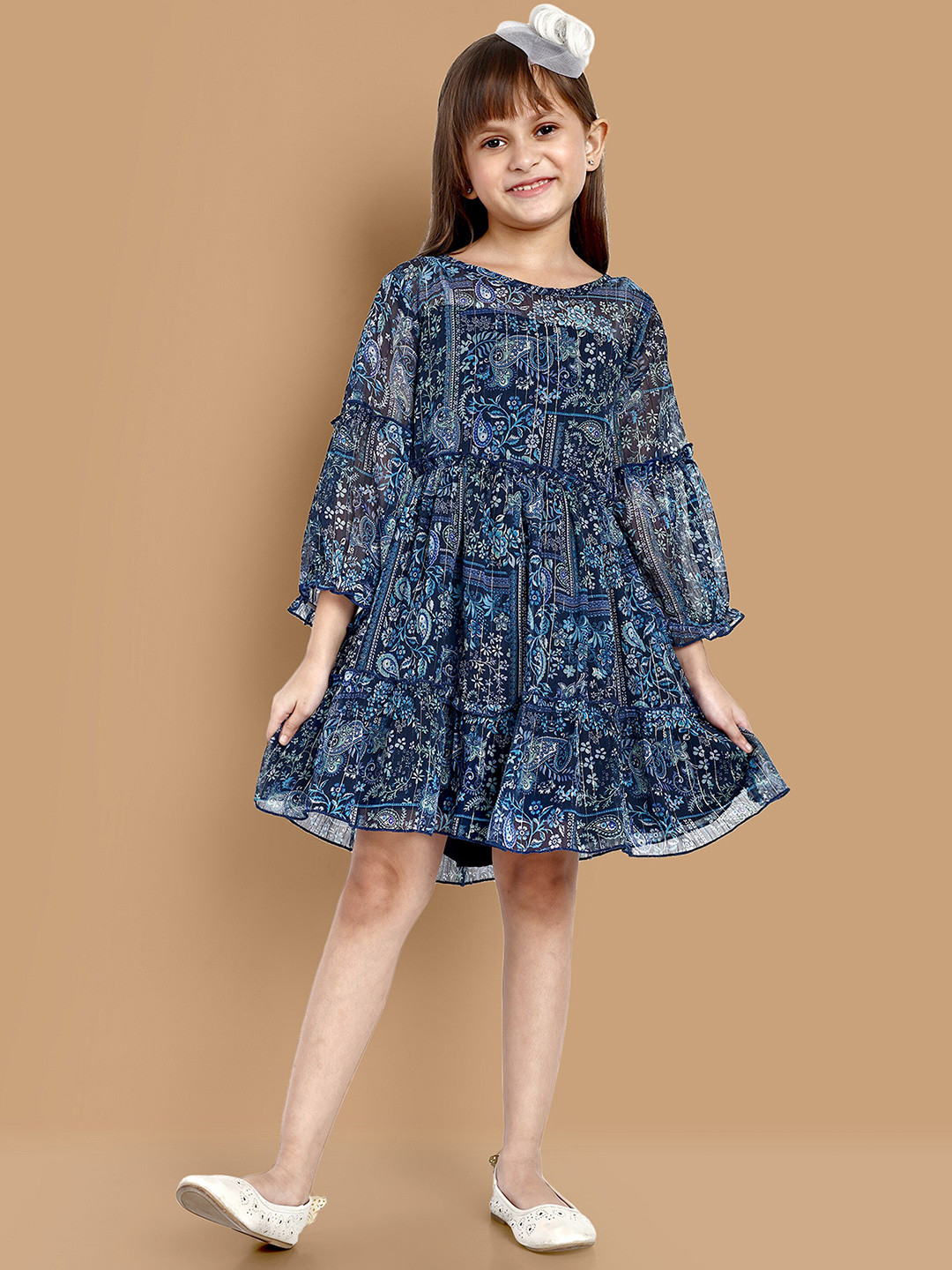 Lazy Shark Ethnic Motifs Printed Fit & Flare Dress