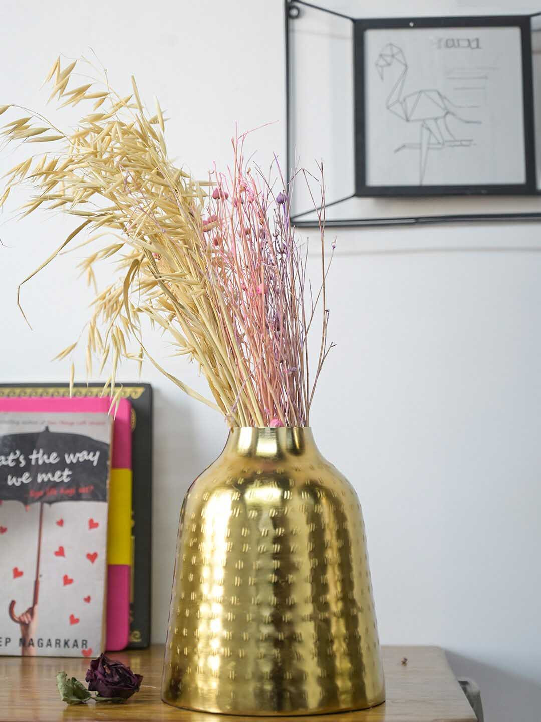 MARKET99 Gold Toned Mason Metal Vase