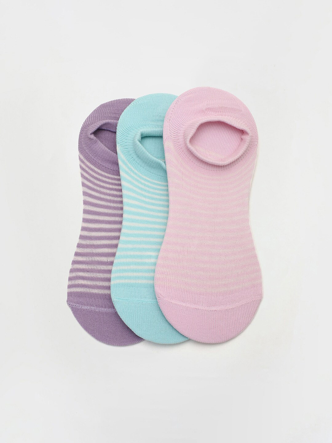 max Pack Of 3 Striped Shoe Liner Socks