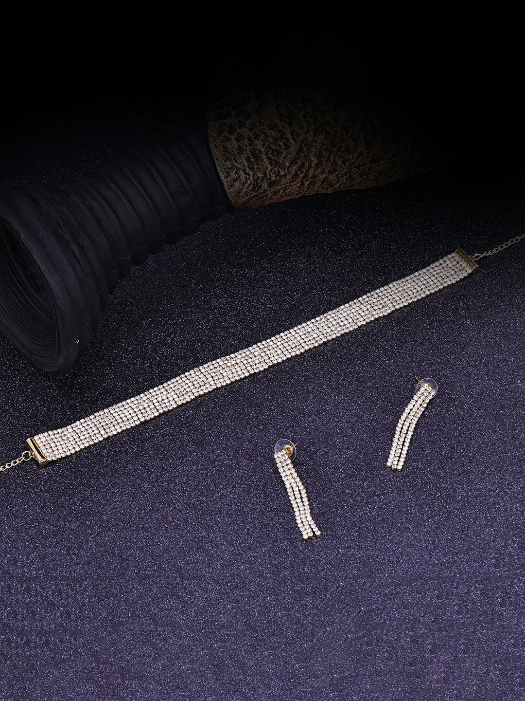 Sukkhi Gold Plated American Diamond Stone Stubbed Jewellery Set