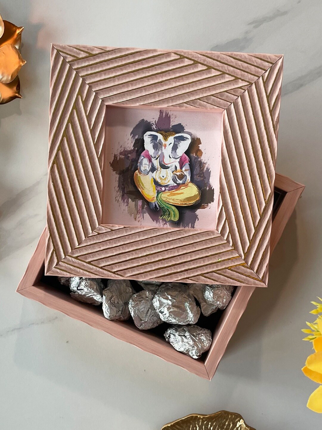Art Street Pink & Beige Textured Diwali Festive Gifting Box