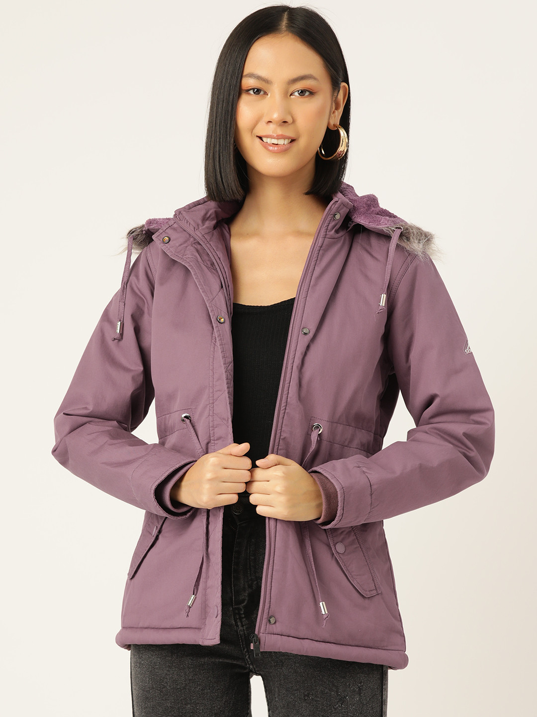 Okane Waist Tie-Ups Detail Detachable Hood Longline Padded Jacket