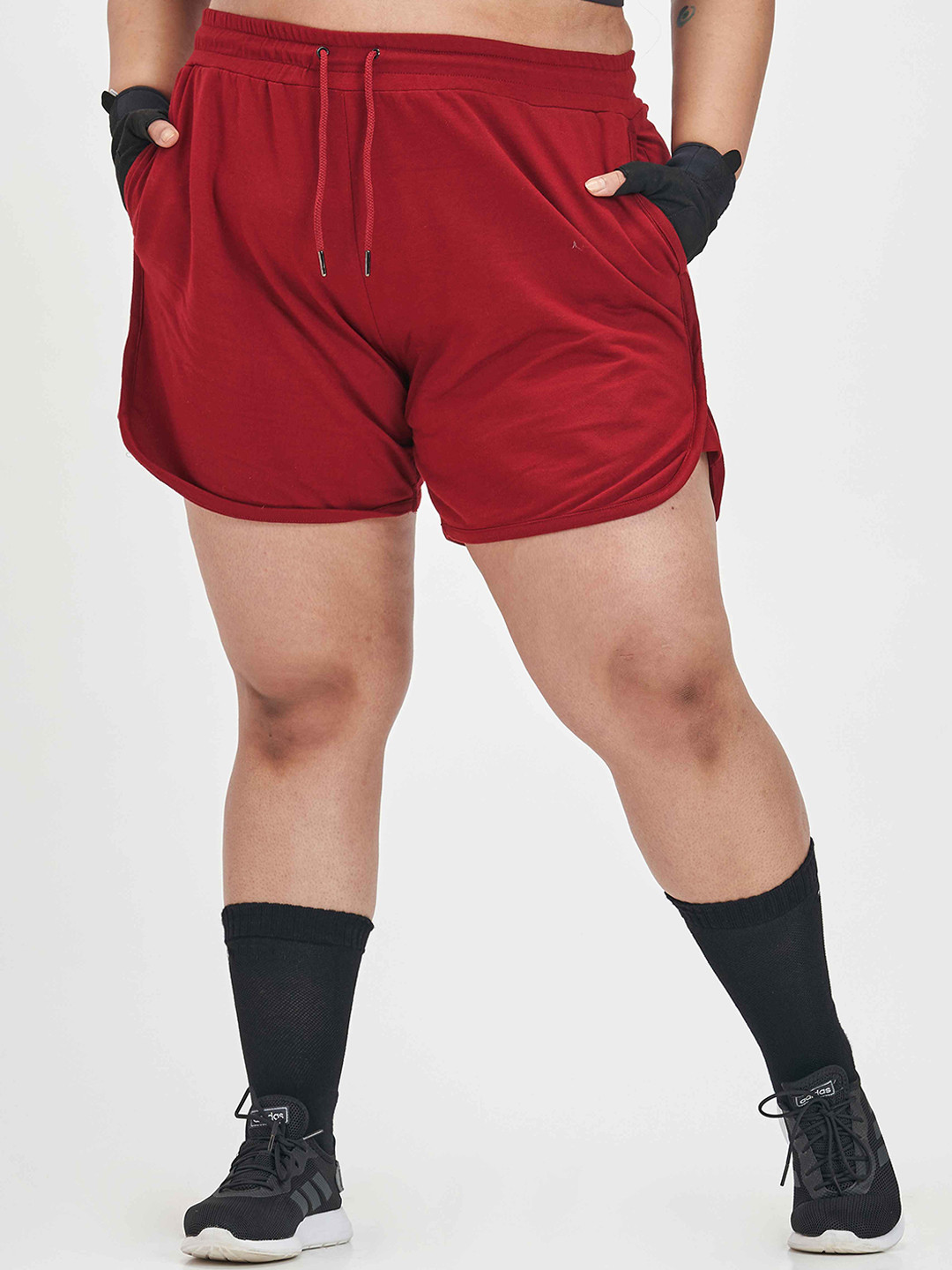 SPIRIT ANIMAL Women Plus Size High-Rise Training or Gym Sports Shorts