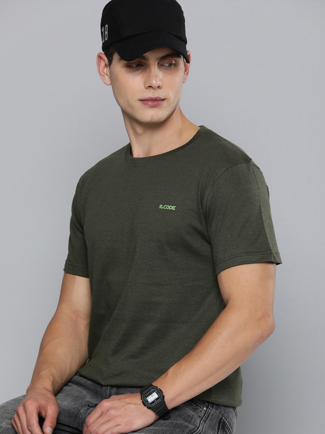 R.Code by The Roadster Life Co. Men Solid T-shirt