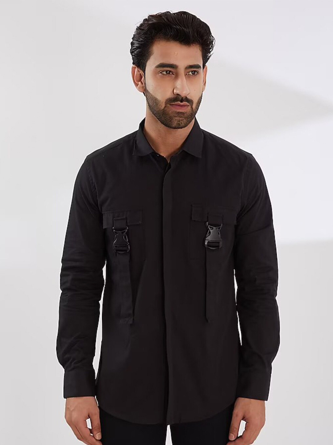 HE SPOKE Smart Tailored Fit Vertical Striped Spread Collar Pure Cotton Casual Shirt