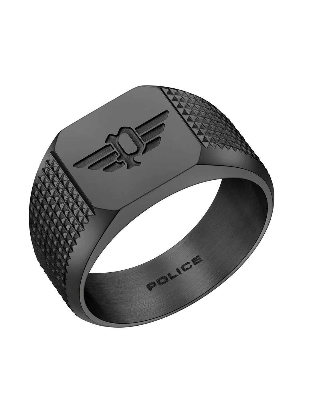 Police Signet P Wing Logo Gun Ring
