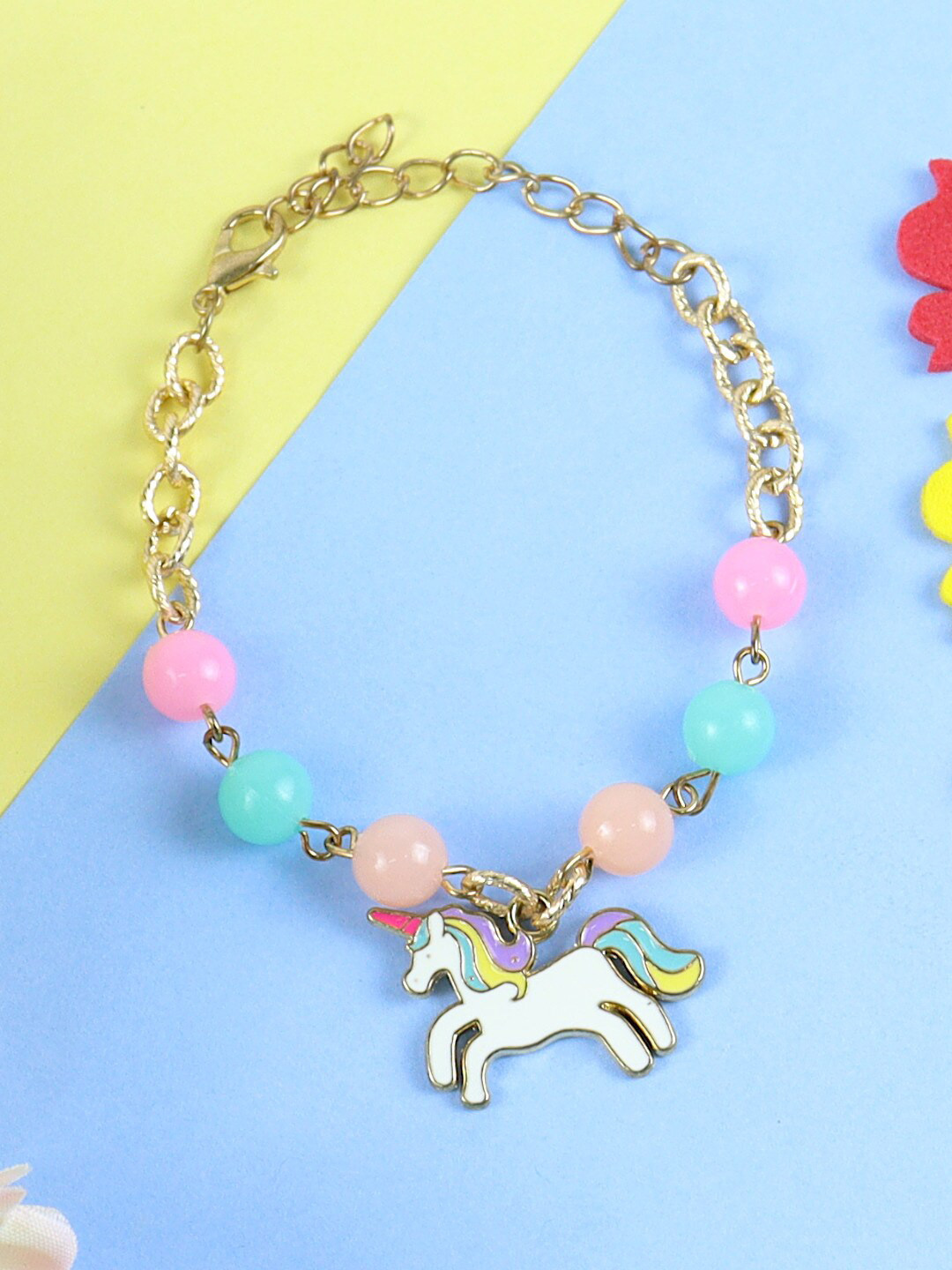 Asthetika Kids Girls Artificial Beads-Beaded Link Bracelet