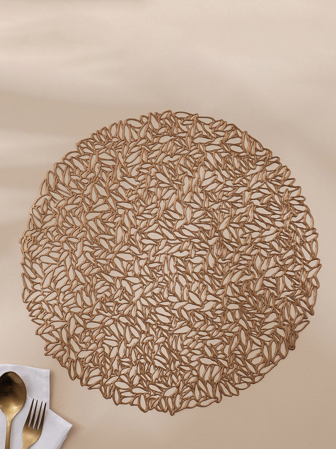 Home Centre Cinder Copper Toned Round Laser Cut Table Placemat