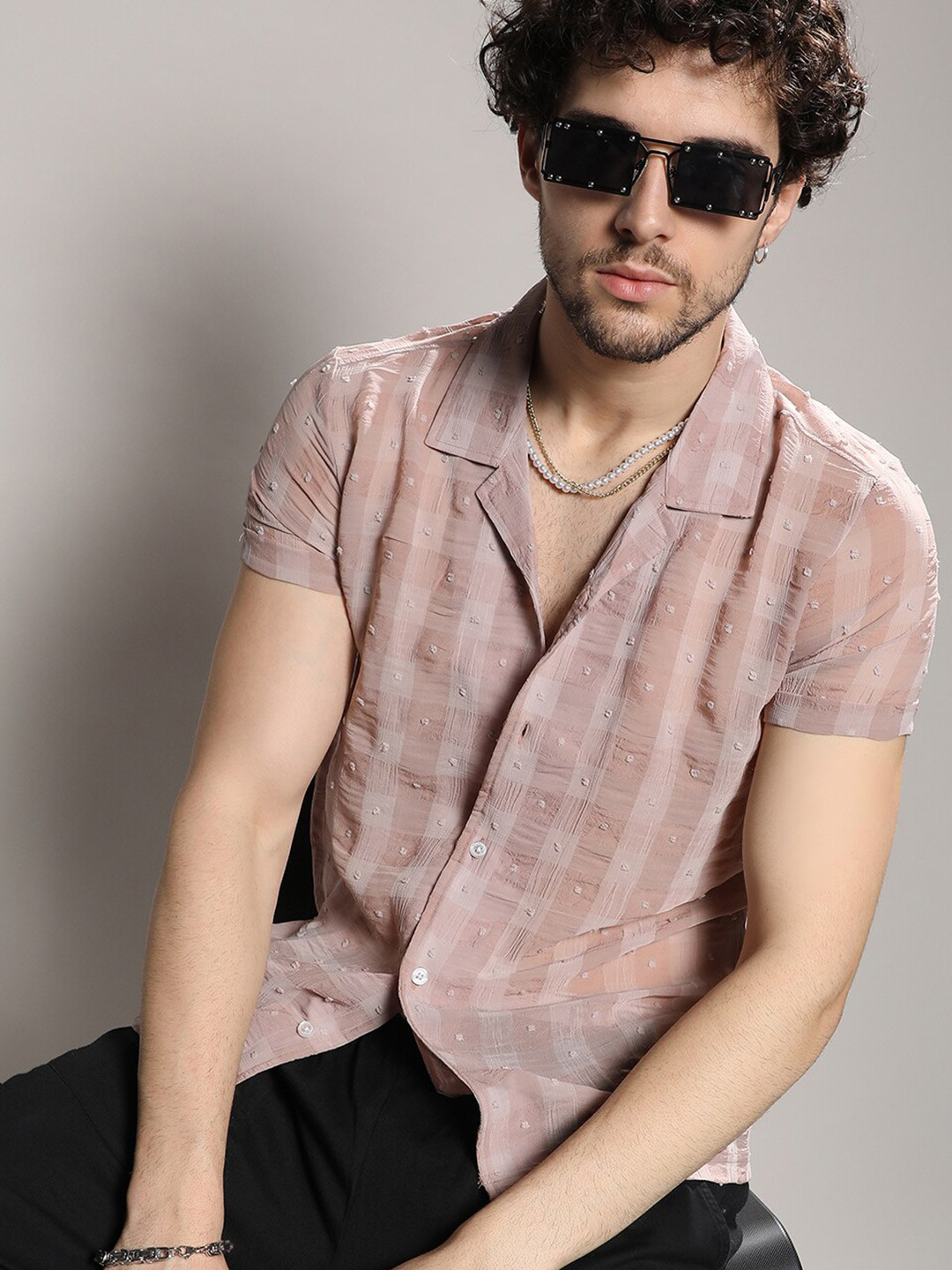 Campus Sutra Men Camel Brown Classic Checked Casual Shirt