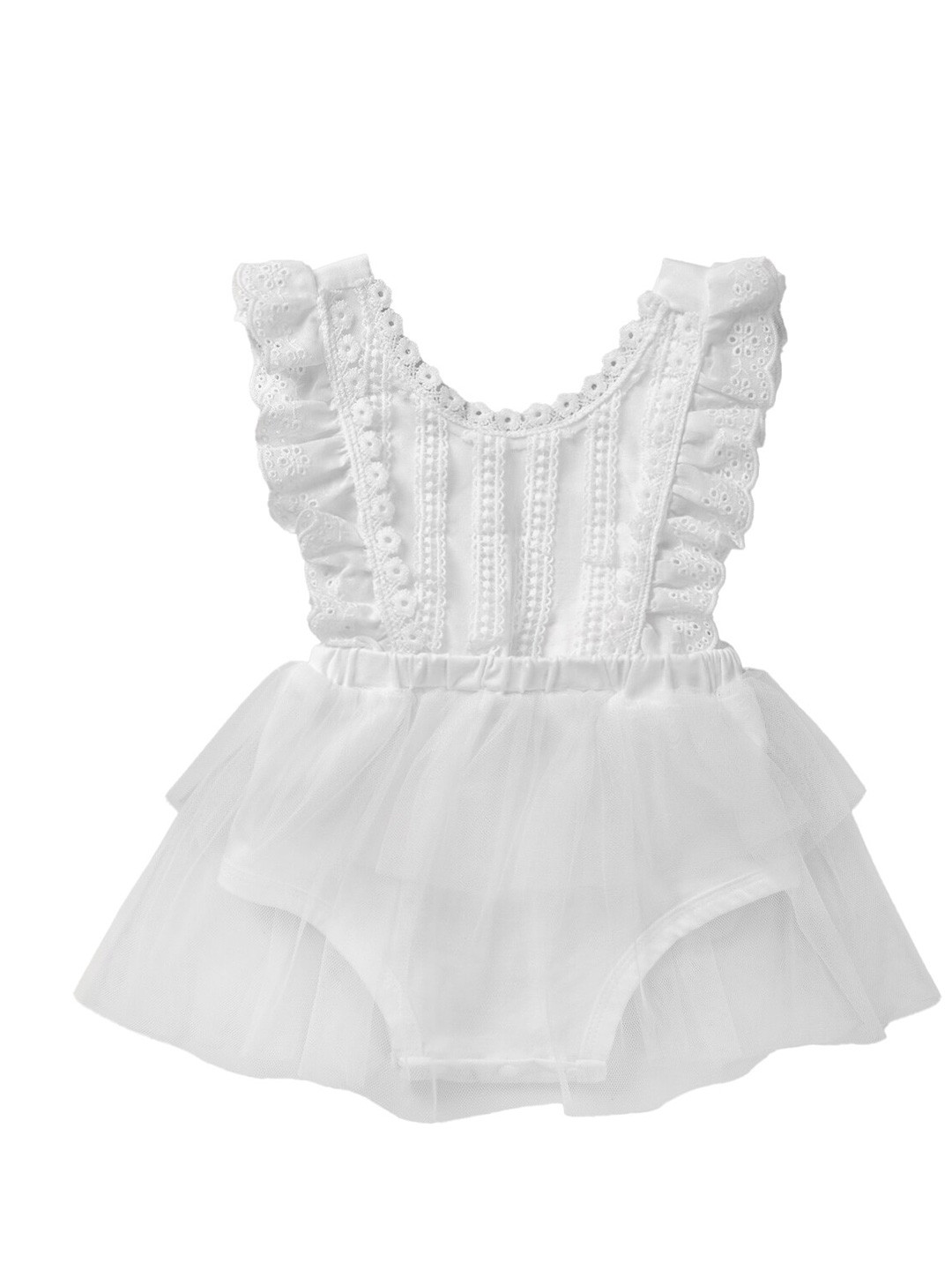 StyleCast Girls White Ruffles Detail Fit & Flare Dress