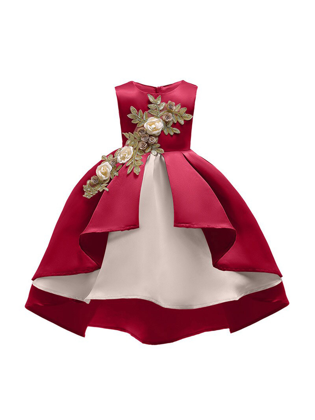 StyleCast Red & dark scarlet Floral Embroidered Applique Maxi Dress