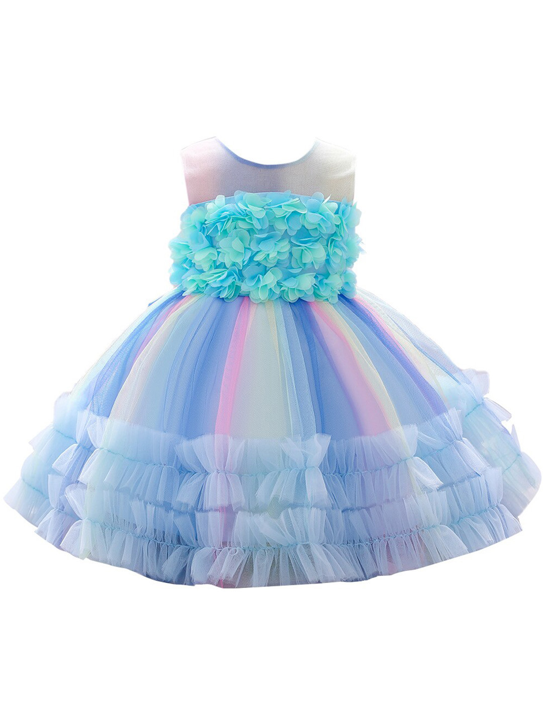 StyleCast Blue & persian violet Ruffled Fit & Flare Dress