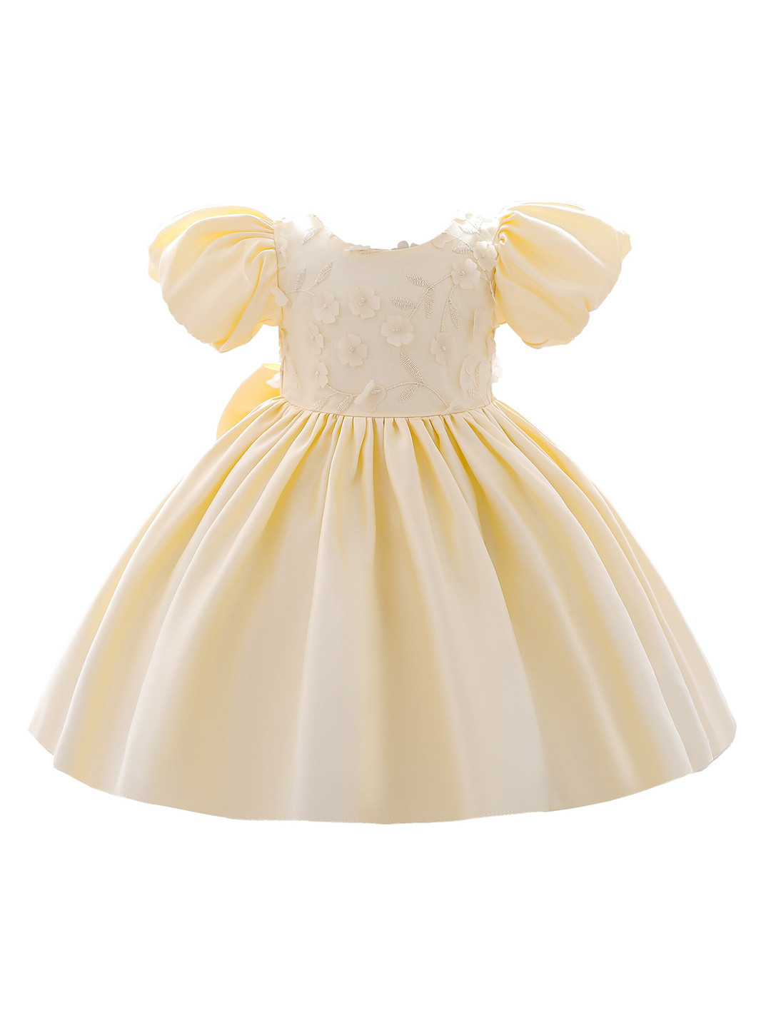 StyleCast Yellow & sand dollar Floral Embroidered Puff Sleeve Fit & Flare Dress